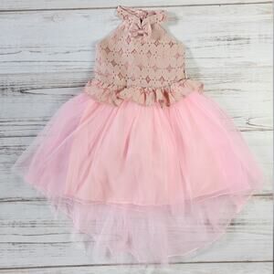 PatPat Pink Halter Lace and Tulle Formal Party Dress sz 5-6Y New